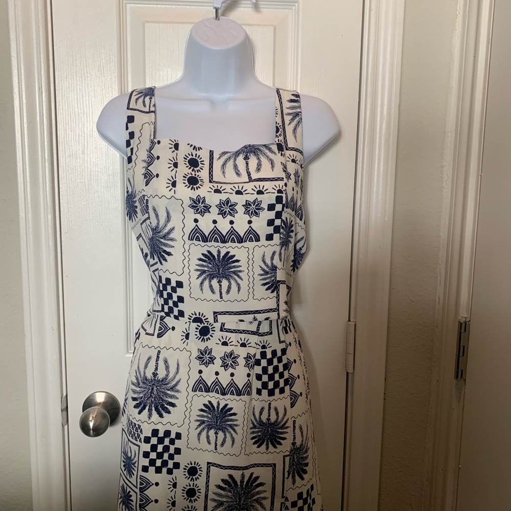 Navy Palm Print Square-Neck two piece- Top and Skort - Women's